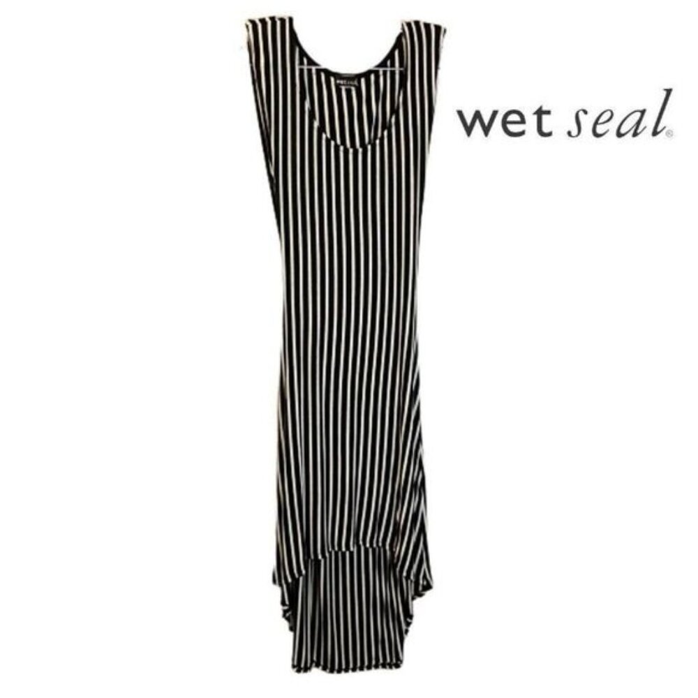 Wet Seal Open Back Striped Hi Lo Maxi/ Sundress Swim Coverup